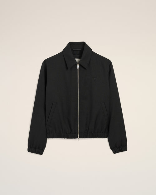 Black wool padded jacket with Ami de Coeur - BLACK - Ami Paris