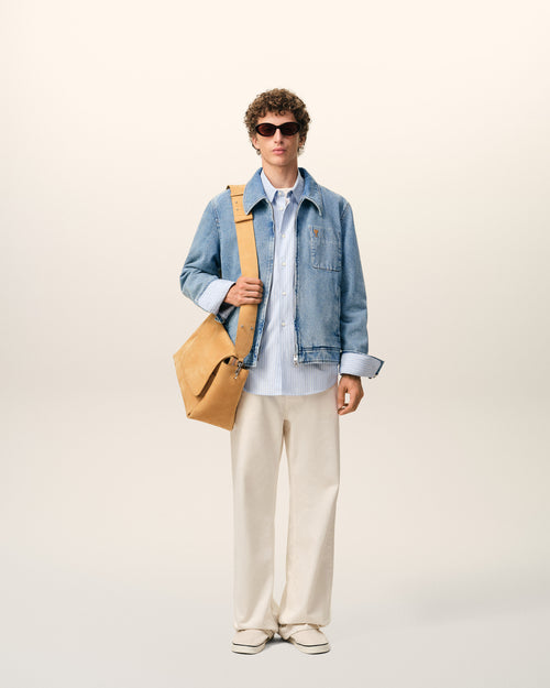 Blouson Bleu Zippé Ami De Coeur Contrasté en Coton - 1 - Ami Paris