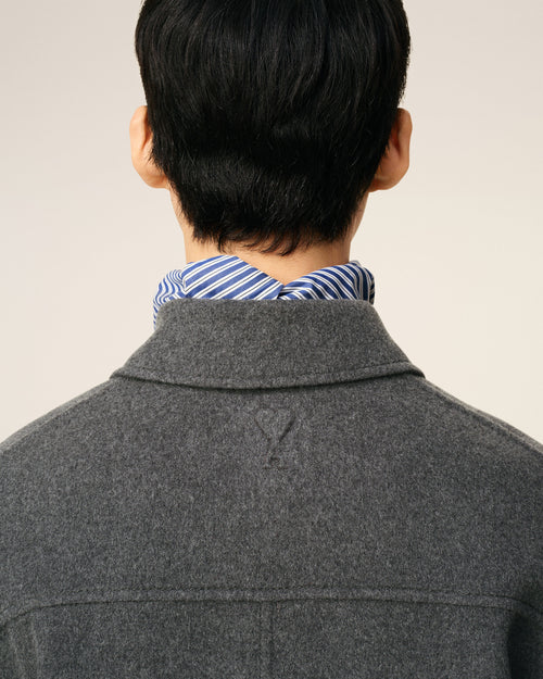 Grey Wool Boxy Buttoned Jacket - 4 - Ami Paris