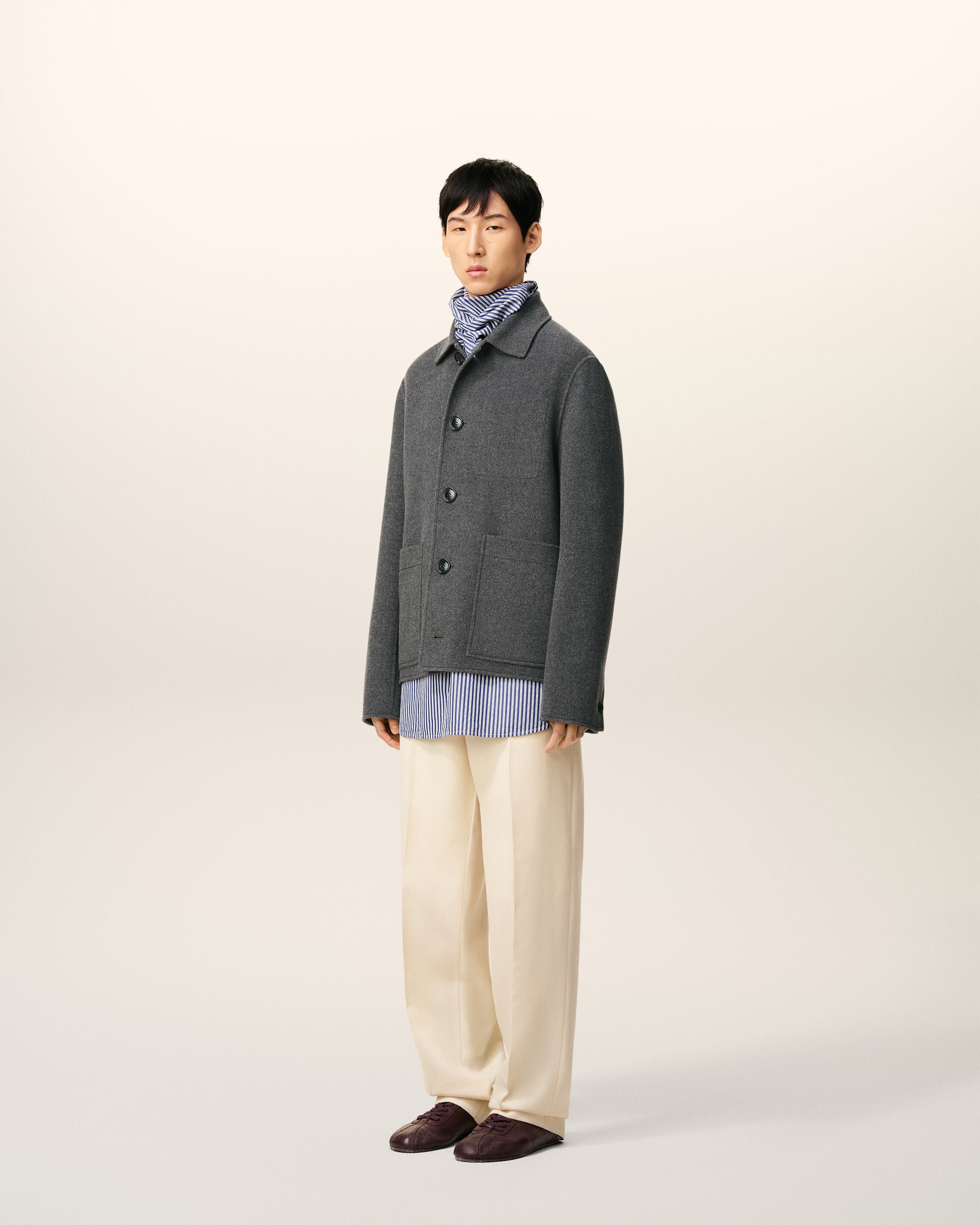 グレー ウール ボクシー ボタン ジャケット ヘザーグレー | AMI PARIS