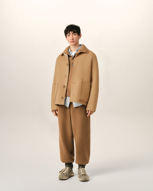 Beige button-down wool and cashmere jacket - Man - 2 - AMI Paris - Ami Paris