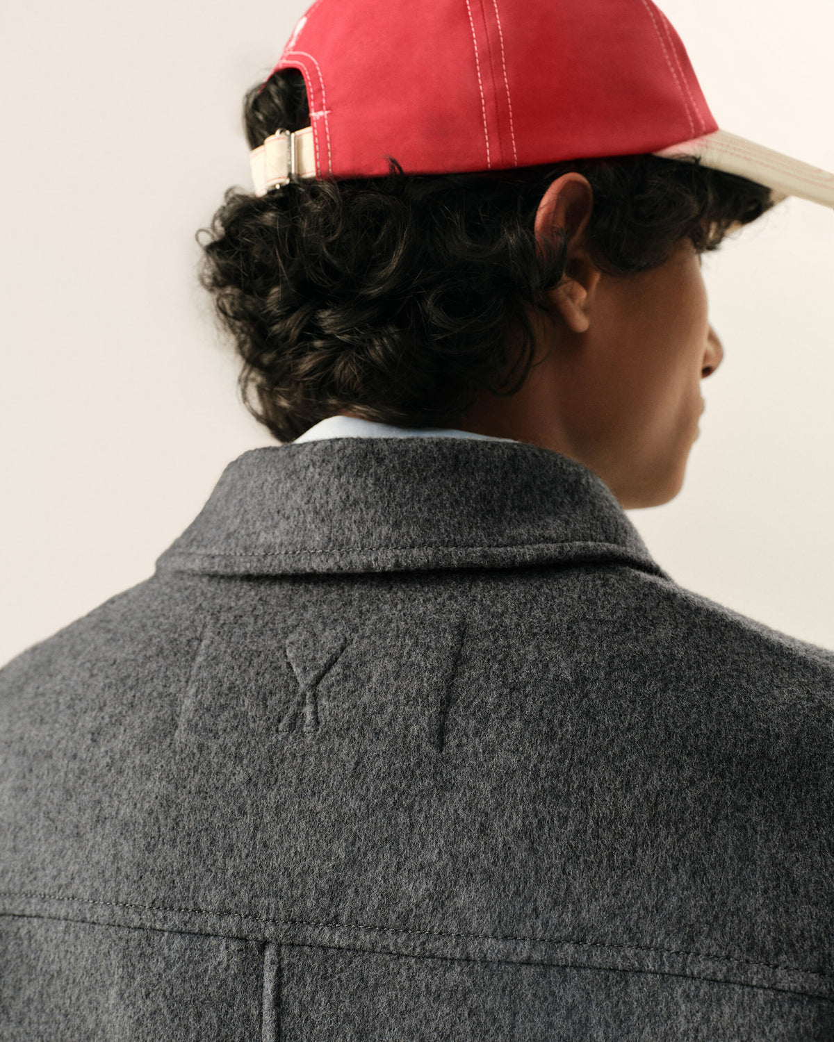 Grey button-down wool and cashmere jacket - 4
