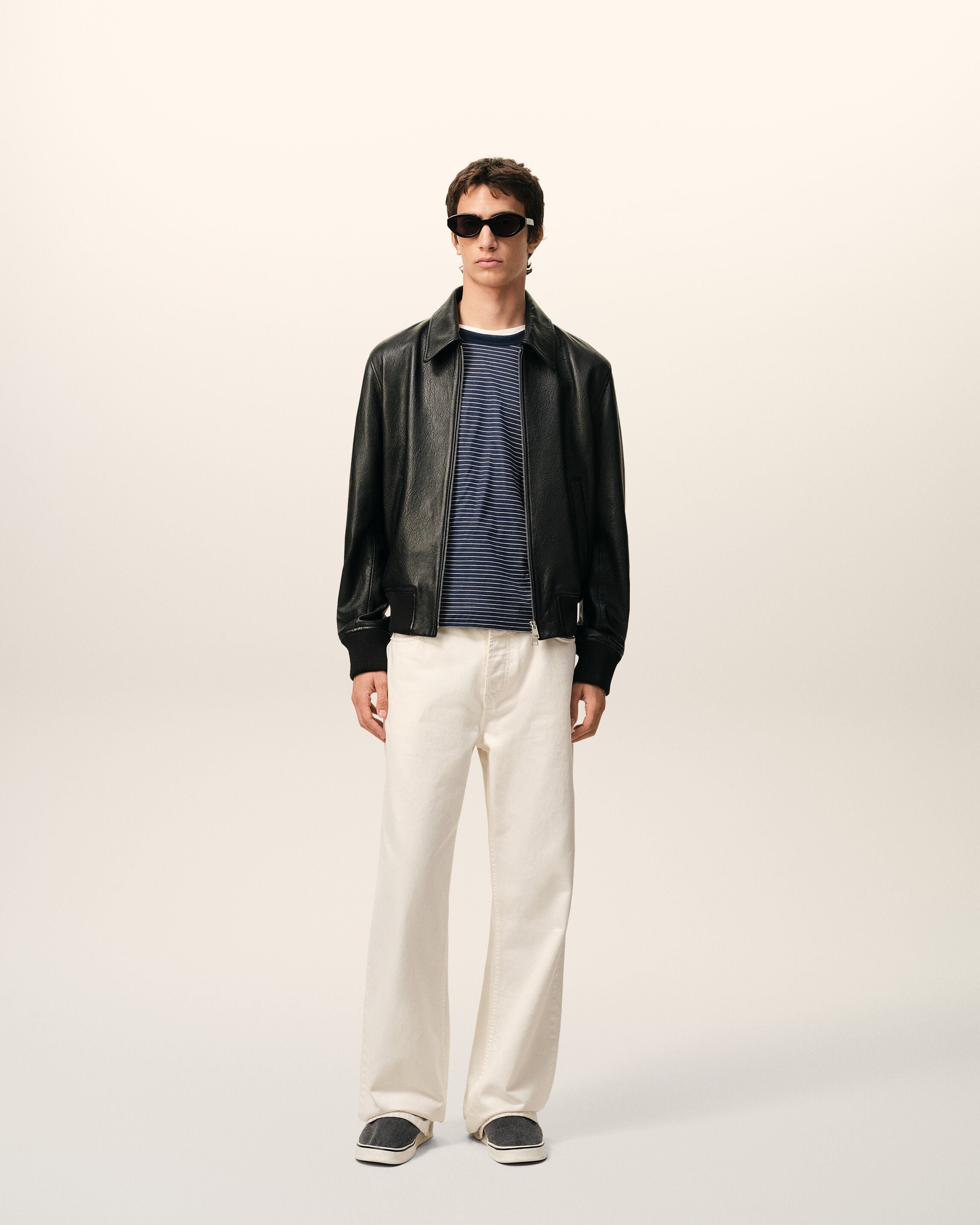 Black Lamb Leather Zipped Jacket - 2