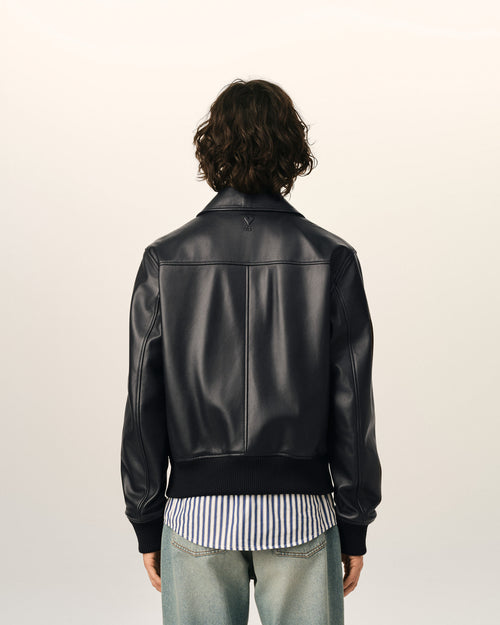 Black lamb leather zipped jacket - Man - 5 - AMI Paris - Ami Paris