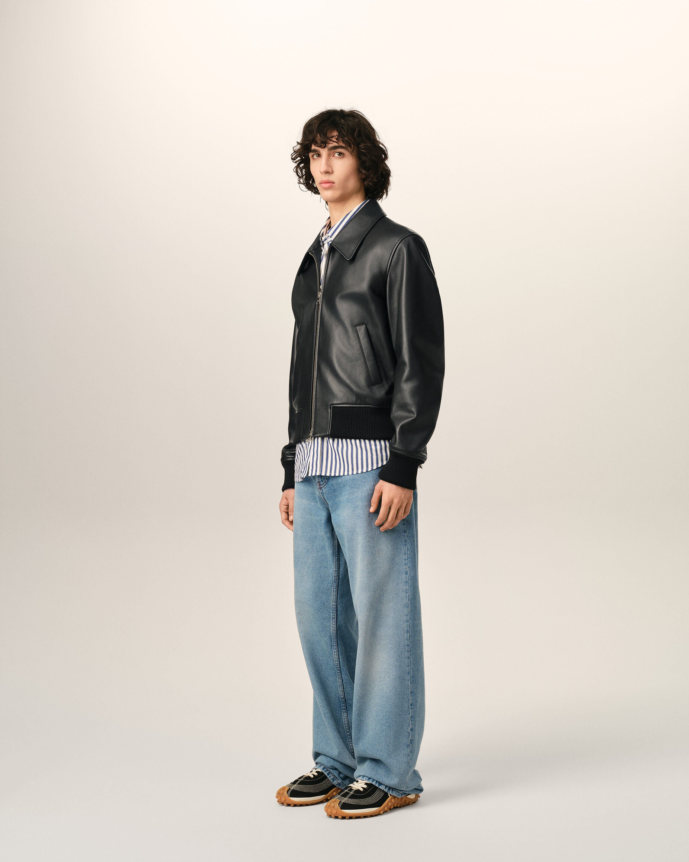 Black lamb leather zipped jacket - 6