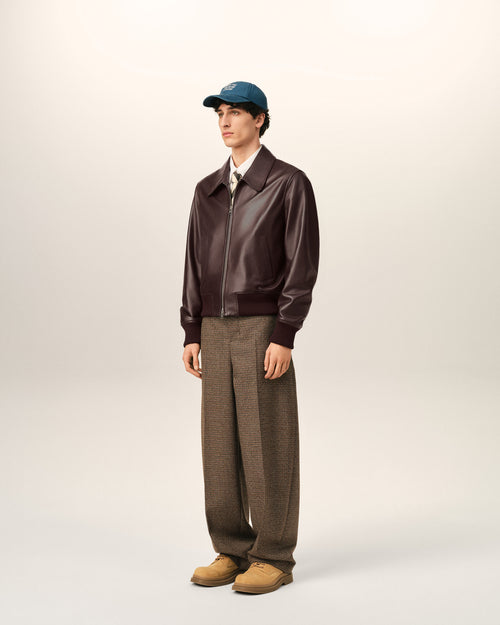 Burgundy lamb leather zipped jacket - Man - 6 - AMI Paris - Ami Paris