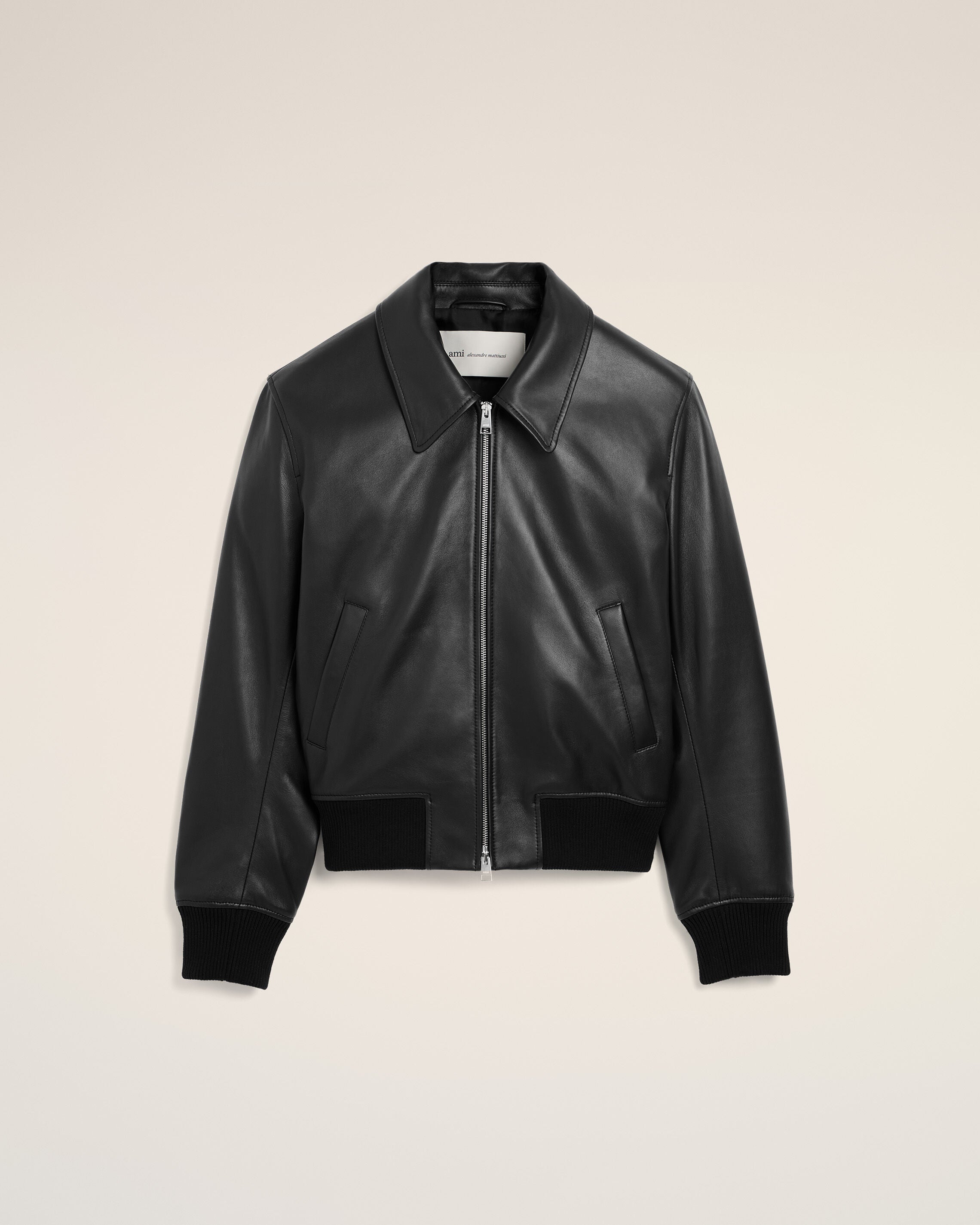 Black lamb leather zipped jacket - 1