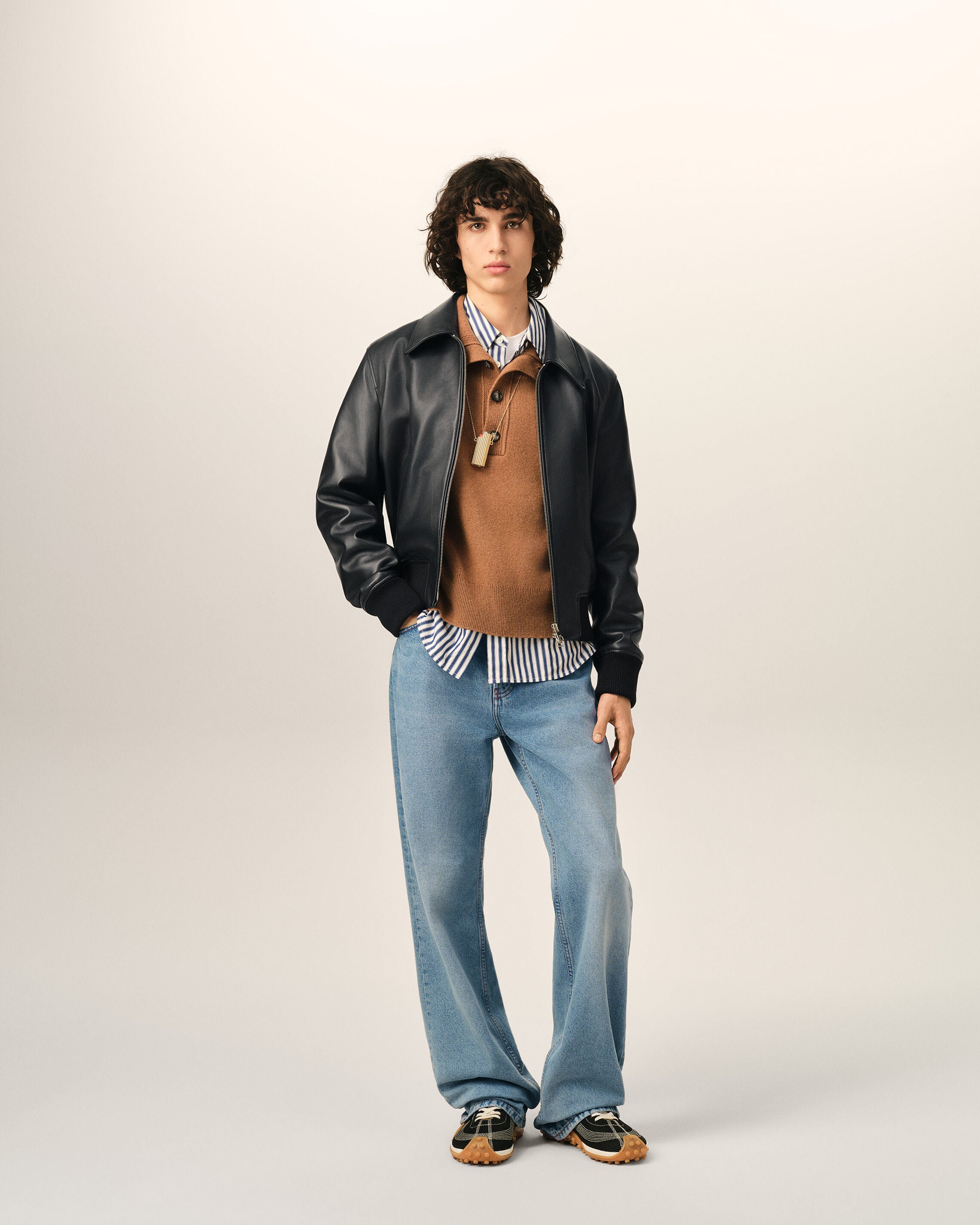 Black lamb leather zipped jacket - 2