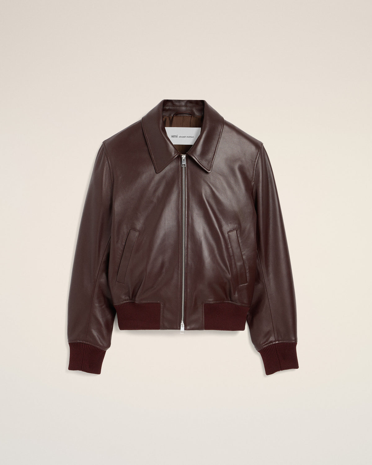 Blouson bordeaux en cuir d