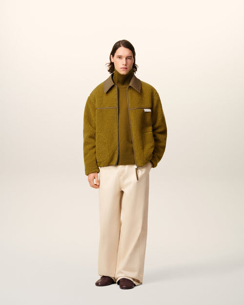Green Fleece Zipped Jacket - 1 - Ami Paris