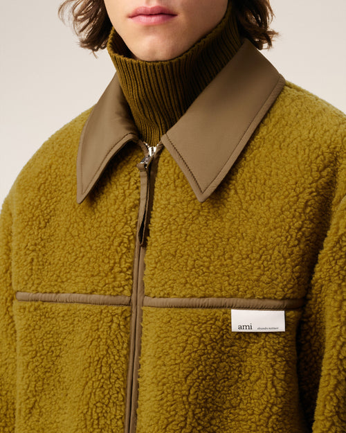 Veste Verte Zippée Polaire En Laine - 4 - Ami Paris