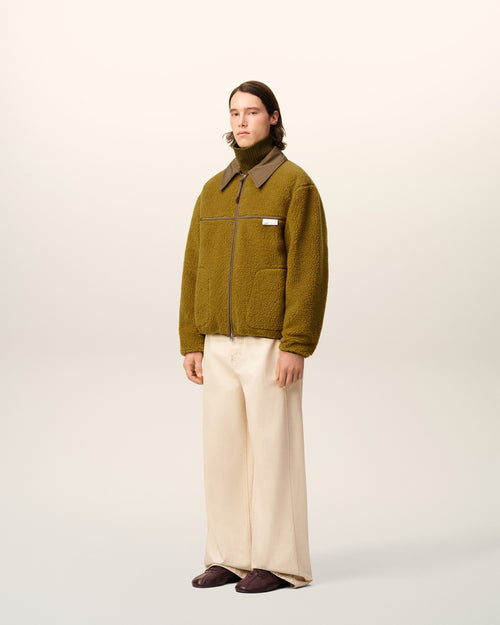 Veste Verte Zippée Polaire En Laine - 6 - Ami Paris