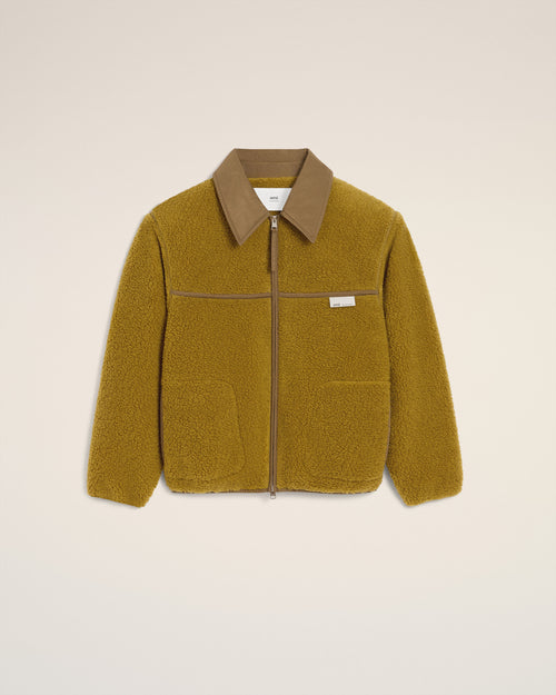 Chaqueta con cremallera de felpa verde - 1 - Ami Paris