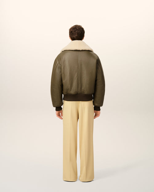 Green Leather Zipped Jacket - 5 - Ami Paris