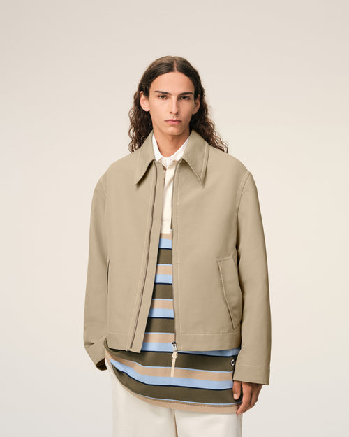 Chaqueta con cremallera de algodón beige - Hombre - 3 - AMI Paris - Ami Paris