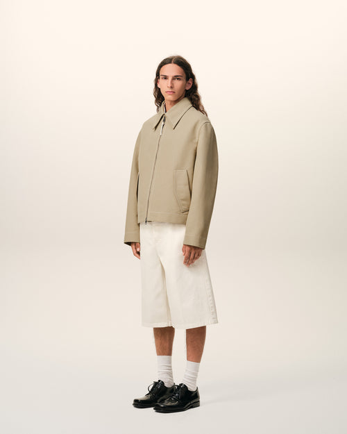 Beige Cotton Zipped Jacket - 6 - Ami Paris