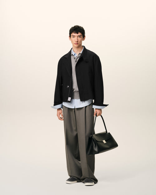 Veste Harrington Noire en Laine Vierge - 2 - Ami Paris