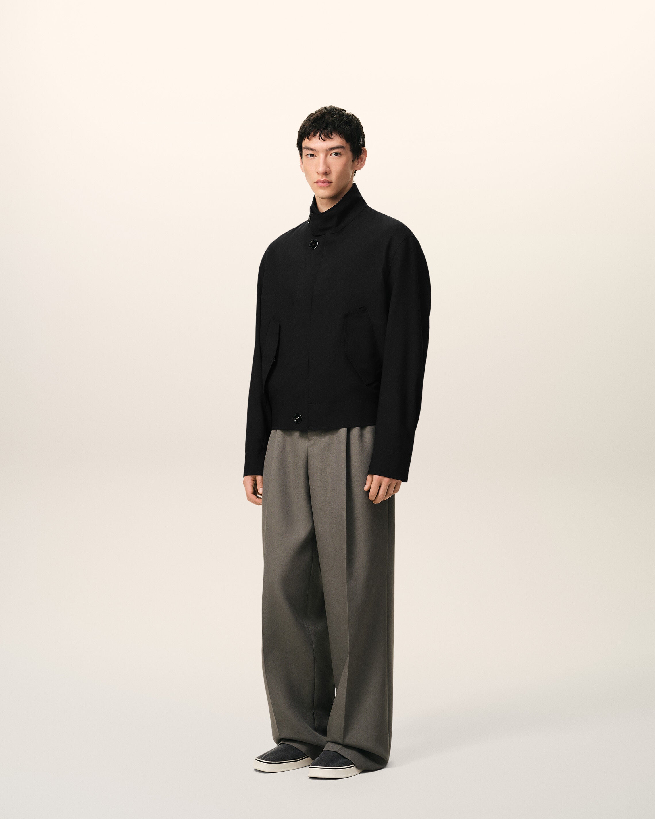 Black New Wool Harrington Jacket - 6