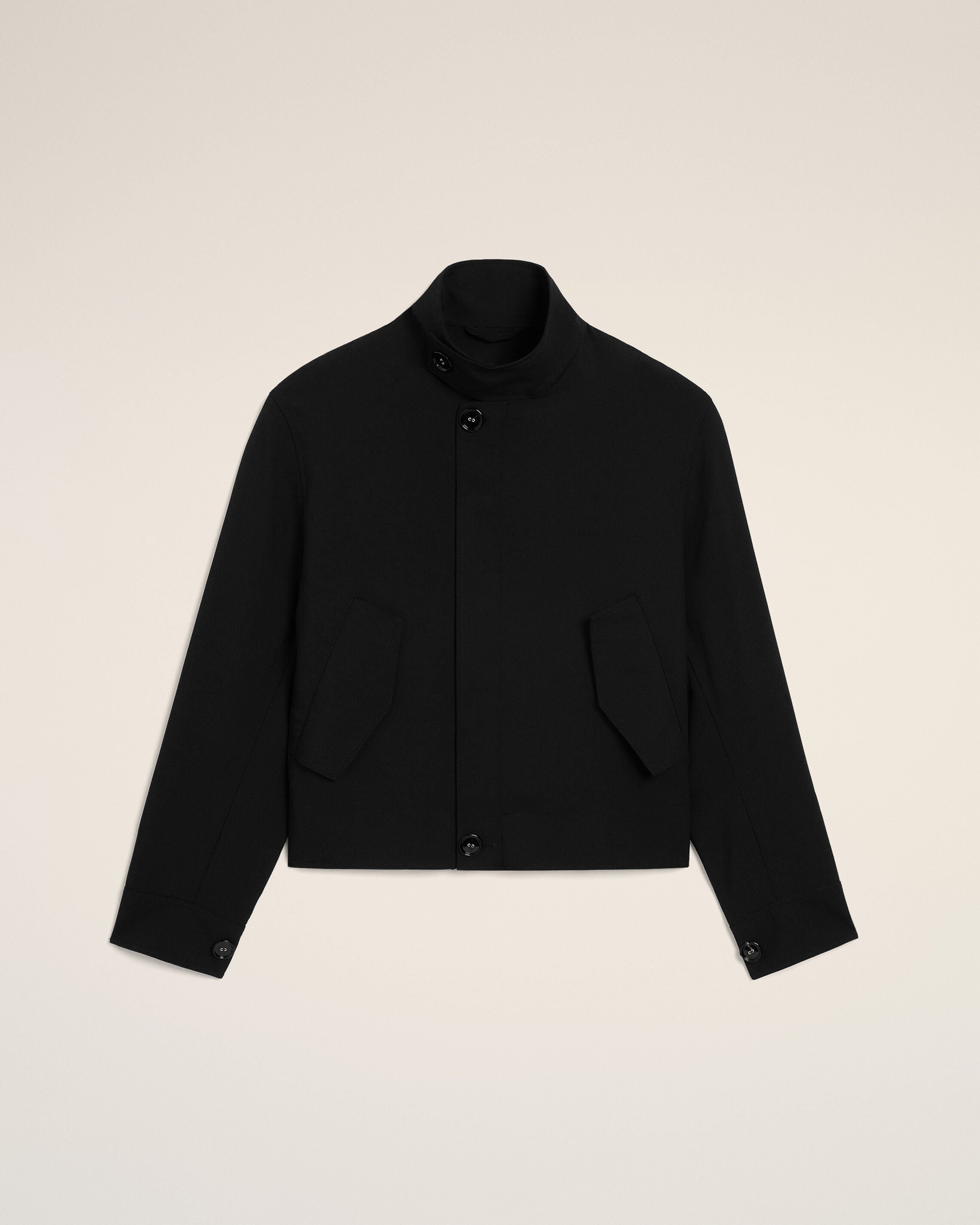 Black New Wool Harrington Jacket - 1