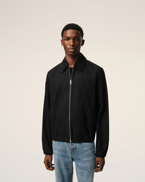 Black Cotton Ami De Cœur Zipped Jacket - Man - 3 - AMI Paris - Ami Paris