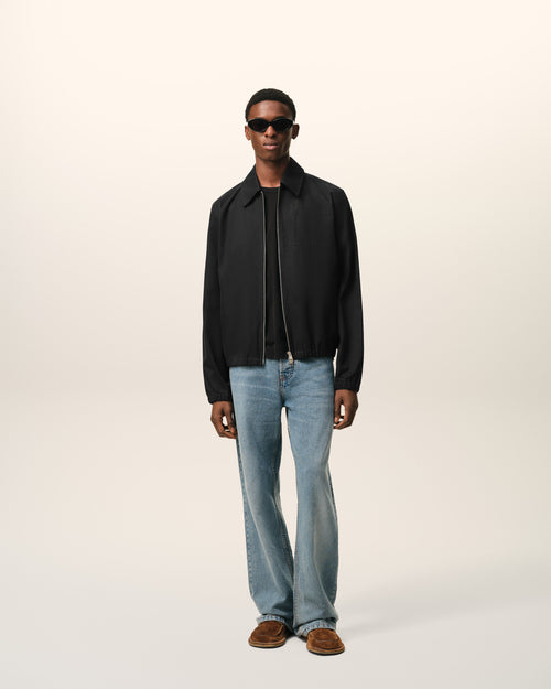 Black Cotton Ami De Cœur Zipped Jacket - 1 - Ami Paris