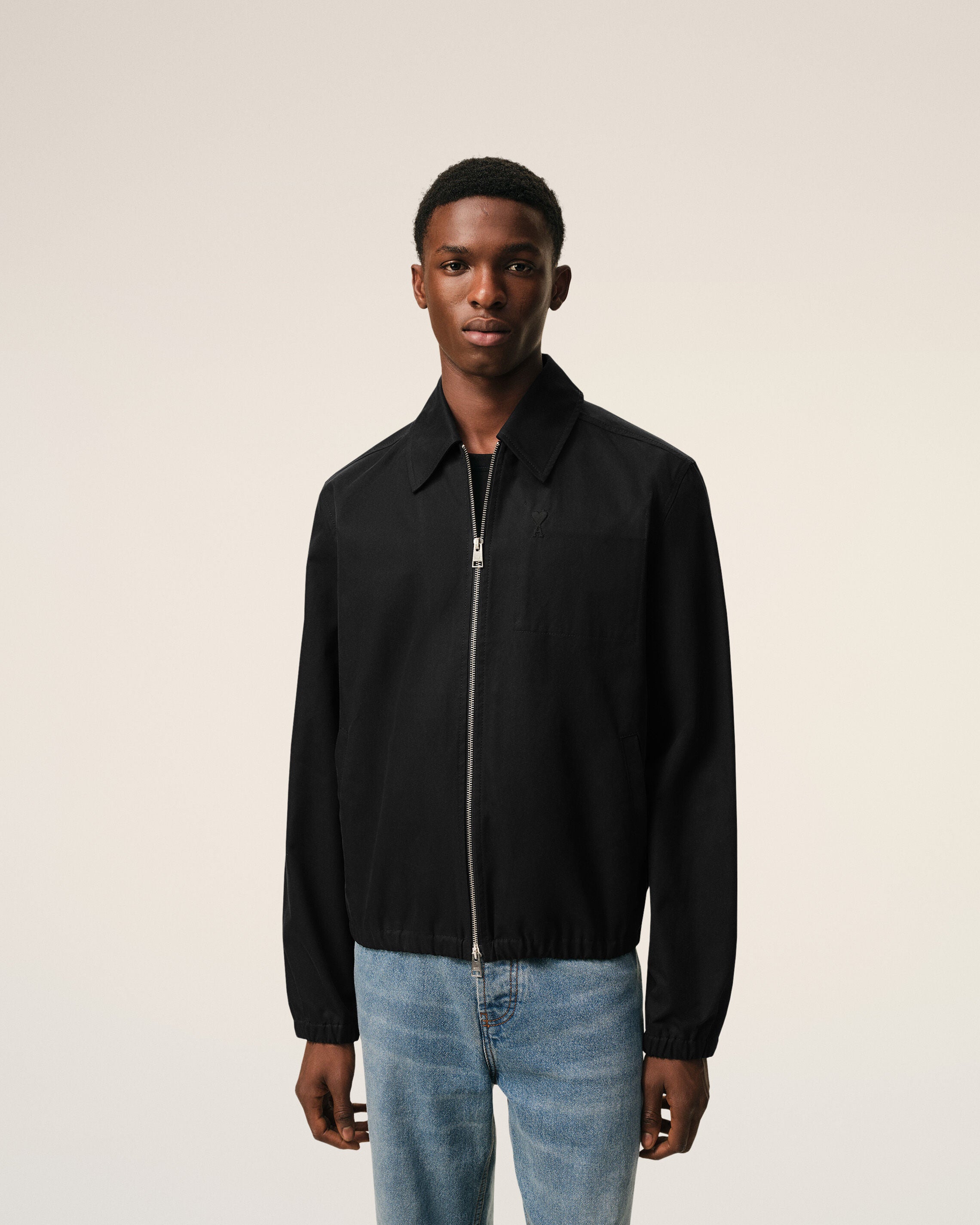 Black Cotton Ami De Cœur Zipped Jacket - 3