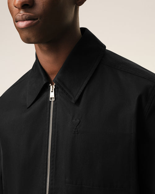 Blouson Noir Zippé Ami De Coeur en Coton - 4 - Ami Paris