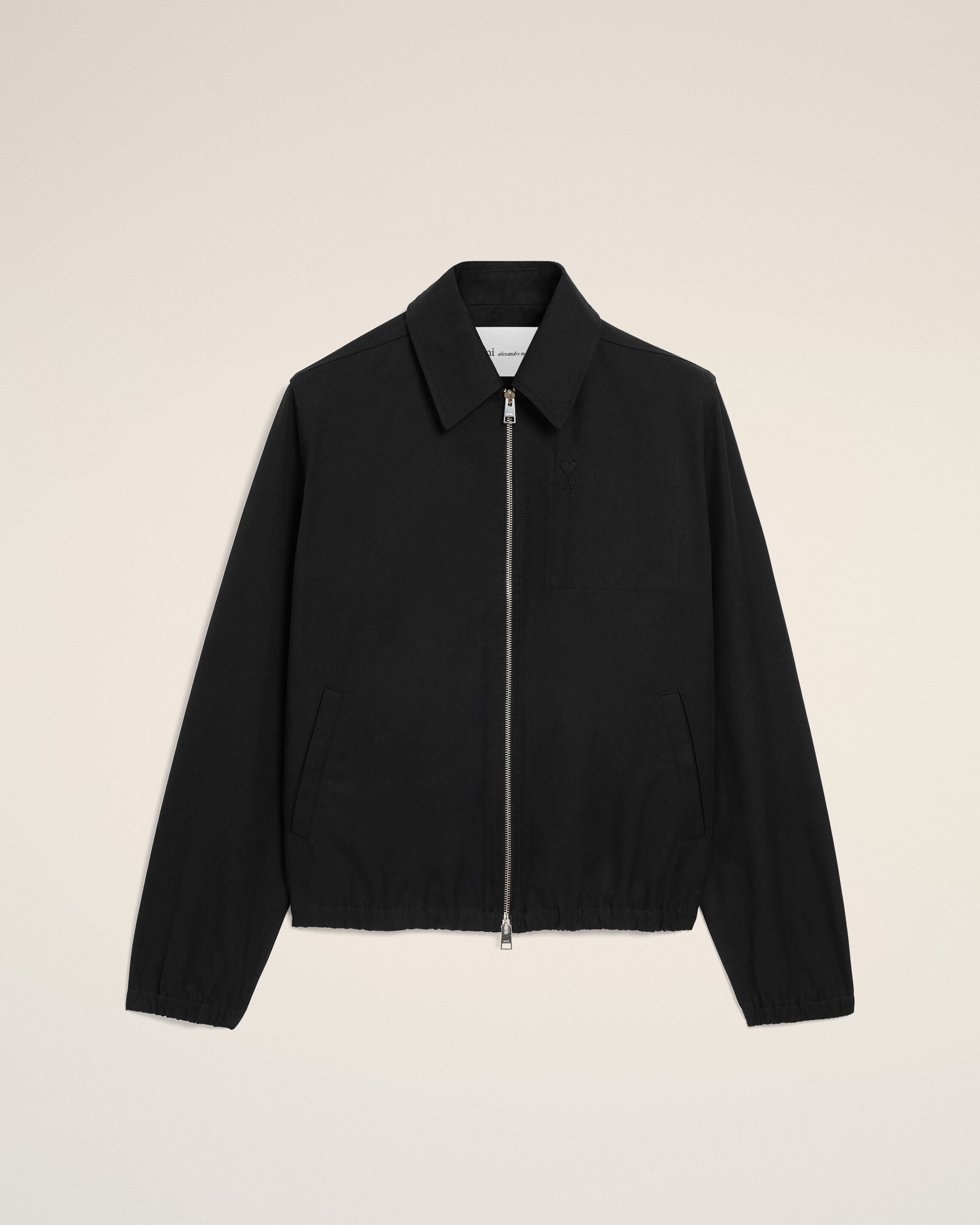 Black Cotton Ami De Cœur Zipped Jacket - 1