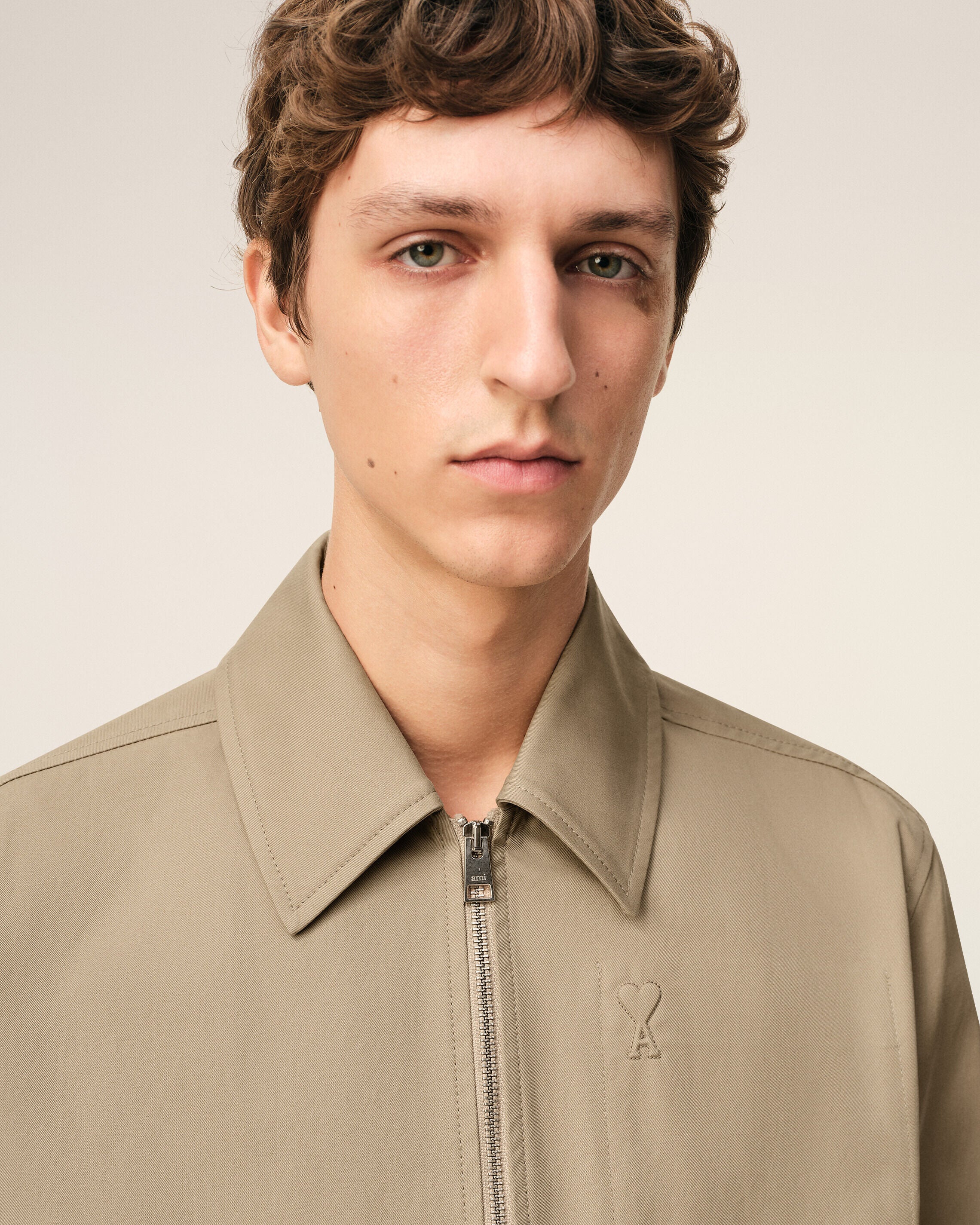 ベージュ コットン Ami De Coeur ジッパージャケット トープベージュ