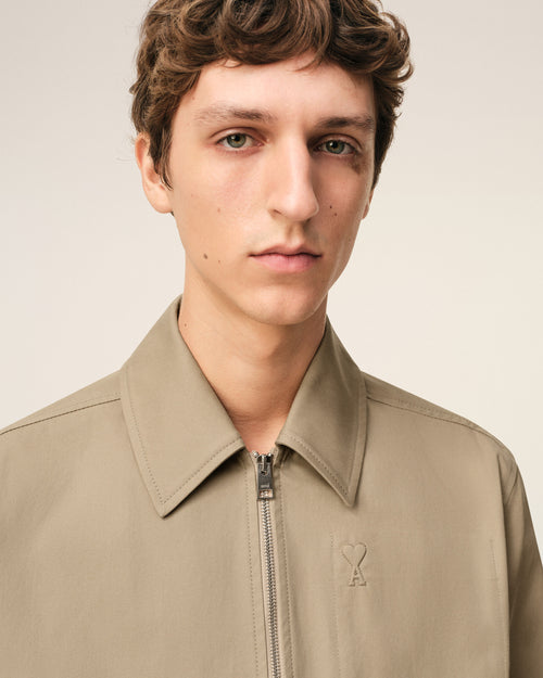 Beige Cotton Ami De Cœur Zipped Jacket - Man - 4 - AMI Paris - Ami Paris