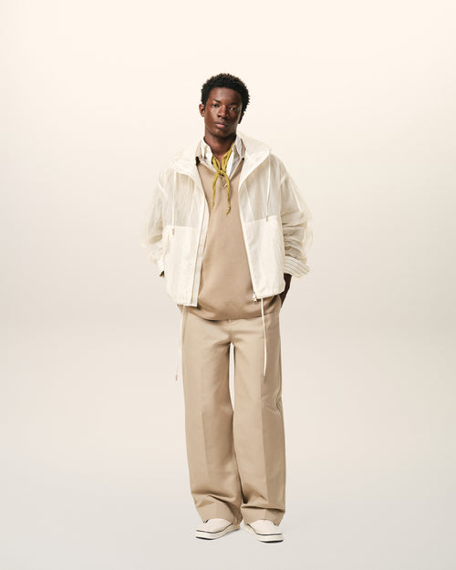 Giacca a vento con zip in nylon bianco - 1 - Ami Paris