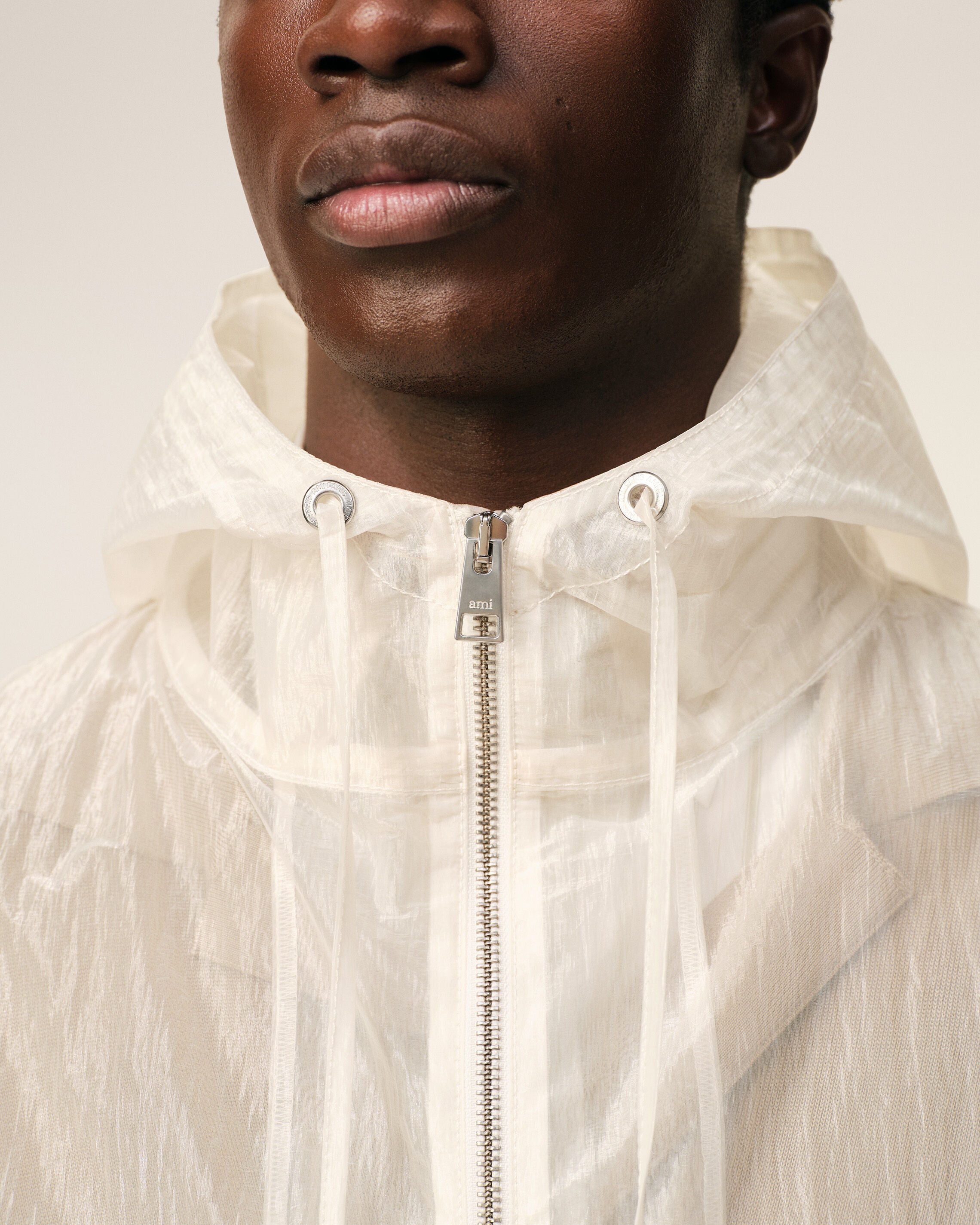 White Nylon Zipped Windbreaker - 4