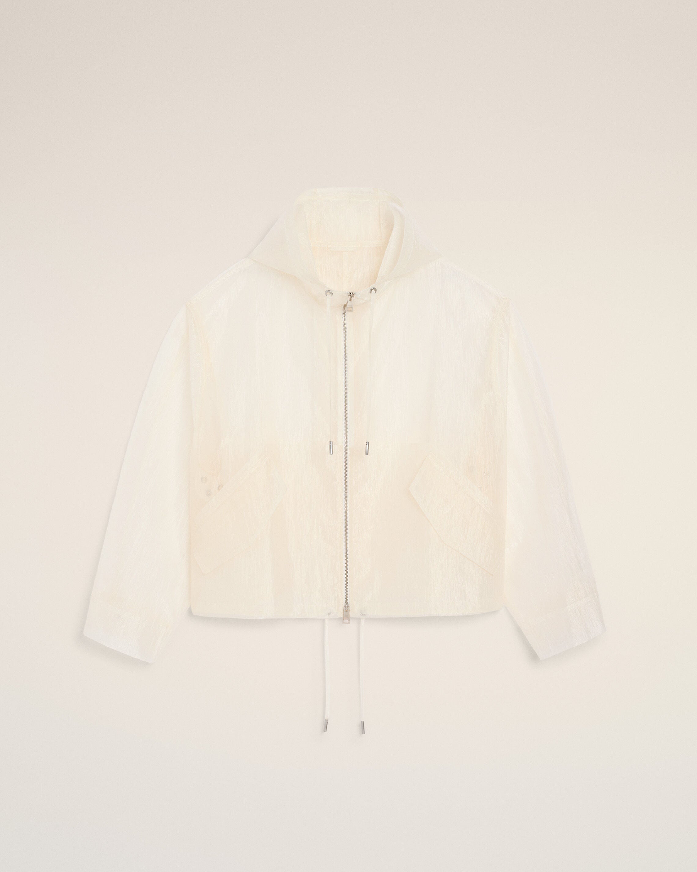 White Nylon Zipped Windbreaker - 1