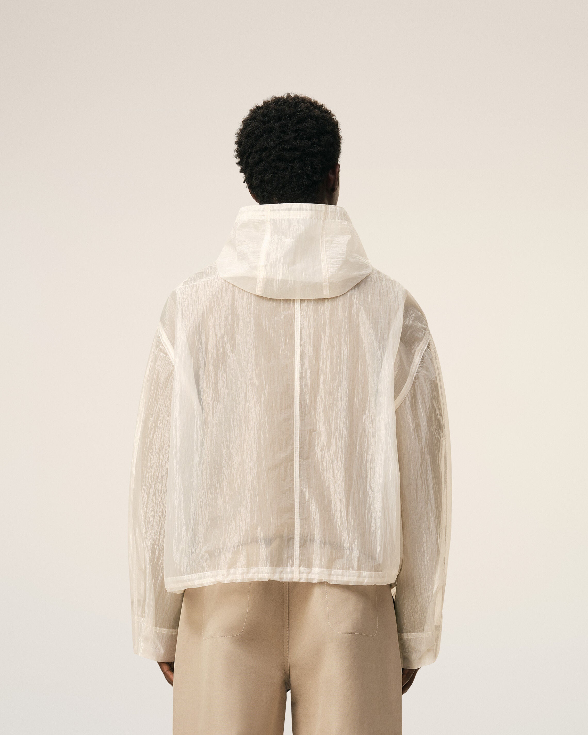 White Nylon Zipped Windbreaker - 5