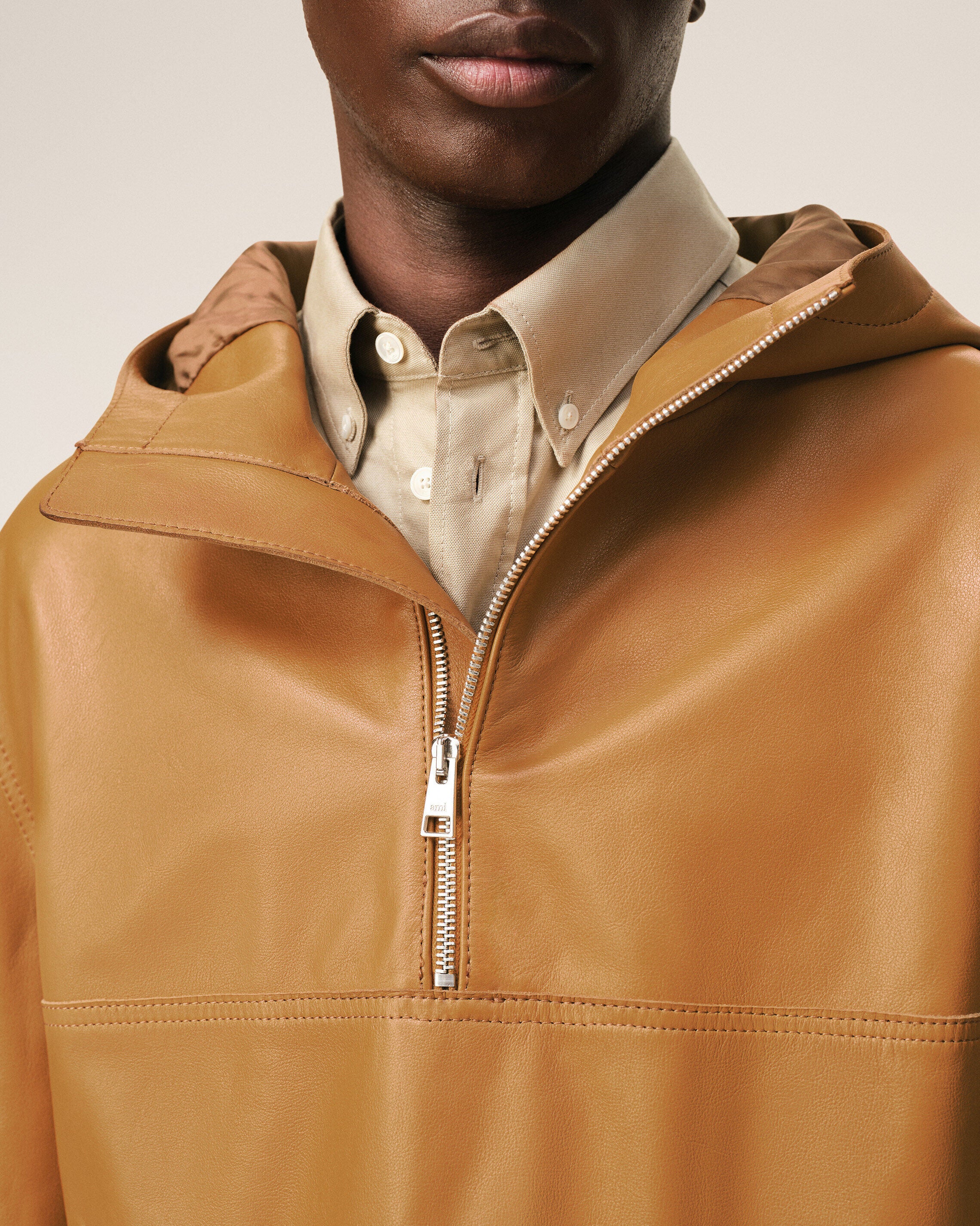 Yellow Cow Leather Hooded Jacket - 4