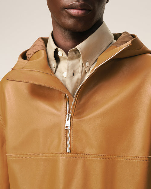 Yellow Cow Leather Hooded Jacket - Man - 4 - AMI Paris - Ami Paris