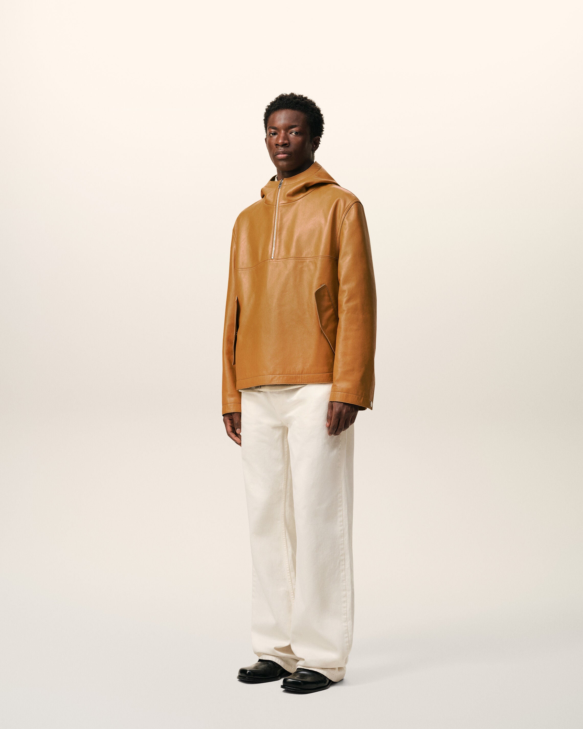 Yellow Cow Leather Hooded Jacket - 6