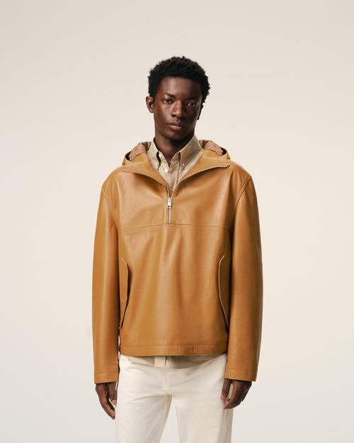 Yellow Cow Leather Hooded Jacket - Man - 3 - AMI Paris - Ami Paris
