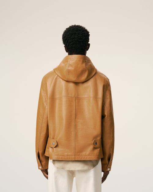 Yellow Cow Leather Hooded Jacket - 5 - Ami Paris