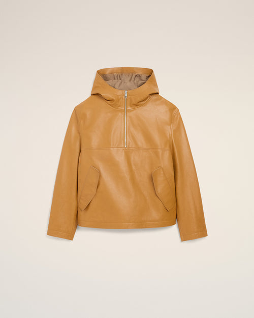 Yellow Cow Leather Hooded Jacket - 1 - Ami Paris