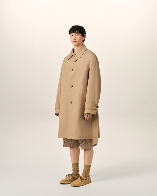 Beige Water-Repellent Cotton Twill Belted Mac - Man - 6 - AMI Paris - Ami Paris