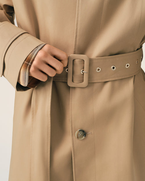 Beige Water-Repellent Cotton Twill Belted Mac - Man - 4 - AMI Paris - Ami Paris
