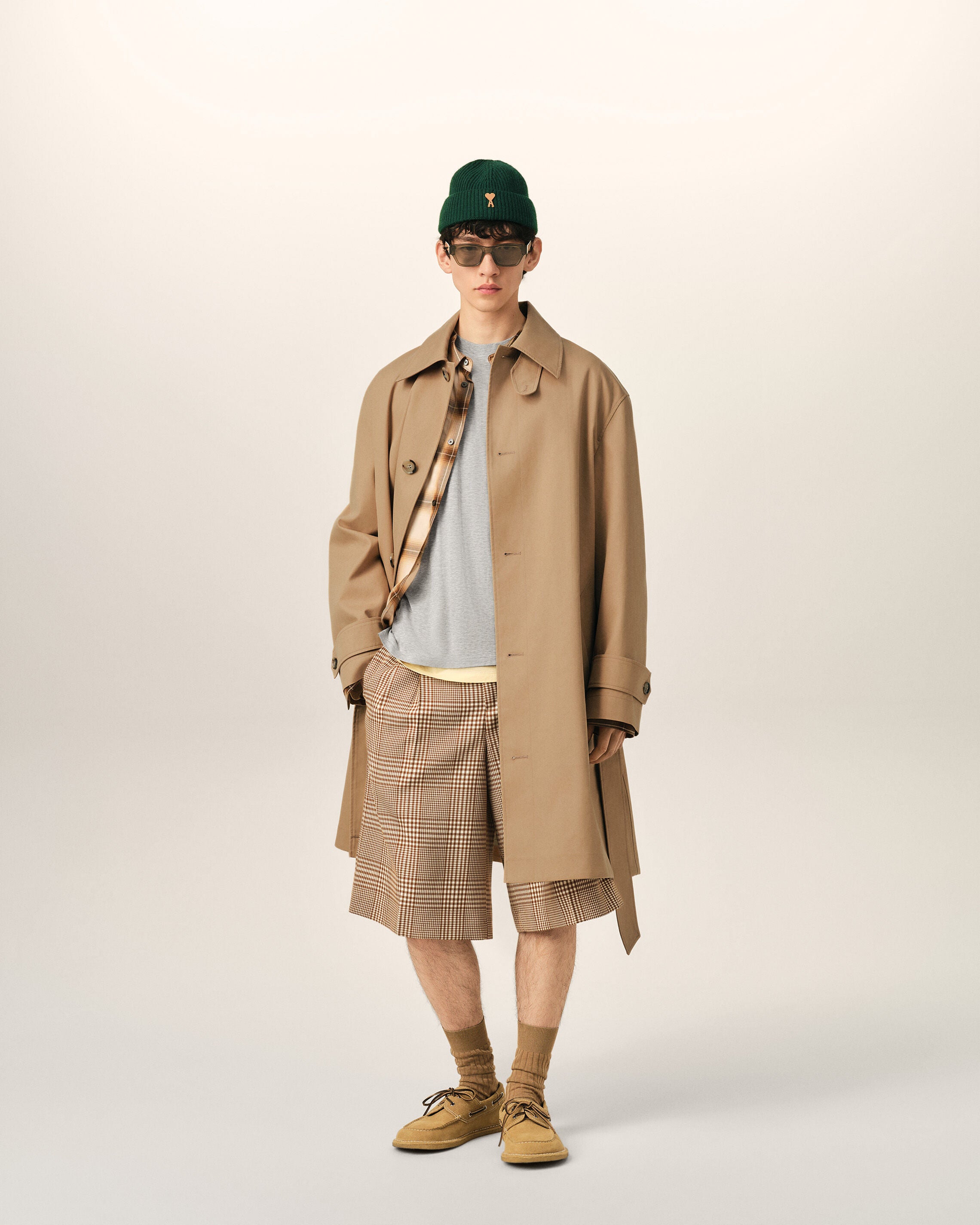 Beige Water-Repellent Cotton Twill Belted Mac - 2