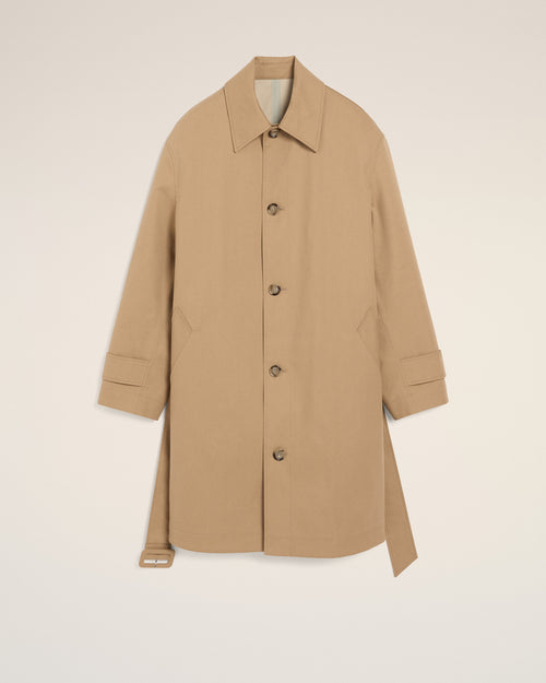 Beige Water-Repellent Cotton Twill Belted Mac - 2 - Ami Paris
