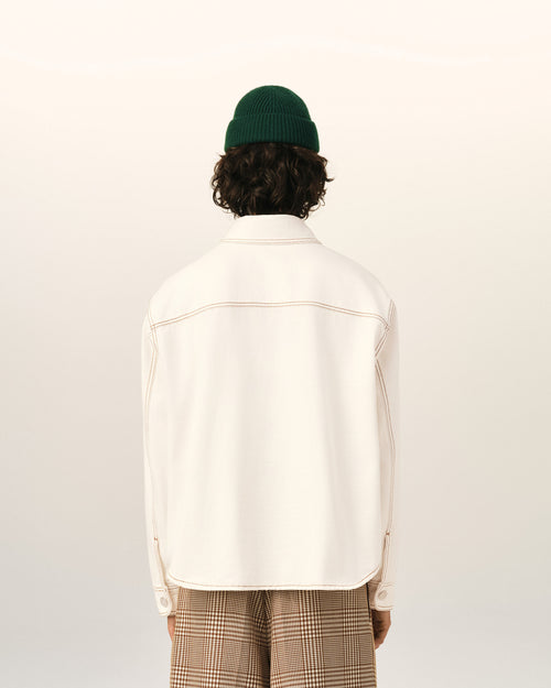 White Cotton Ami De Coeur Overshirt - Man - 5 - AMI Paris - Ami Paris