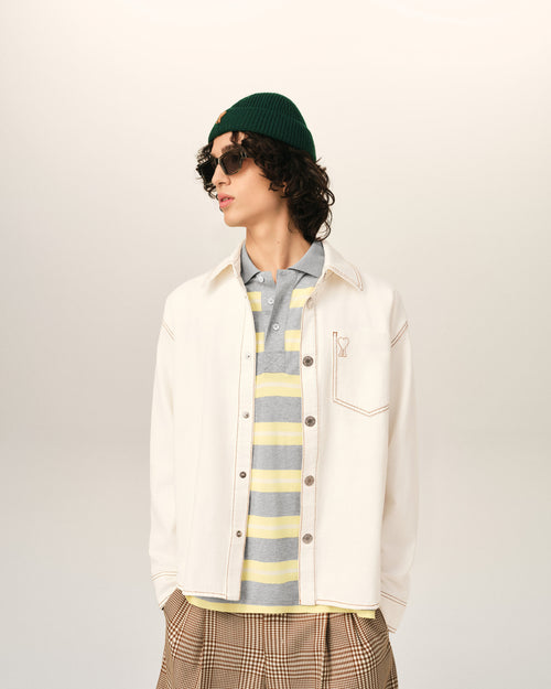 White Cotton Ami De Coeur Overshirt - Man - 3 - AMI Paris - Ami Paris