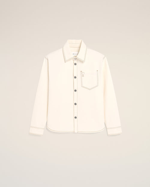 White Cotton Ami De Coeur Overshirt - 2 - Ami Paris