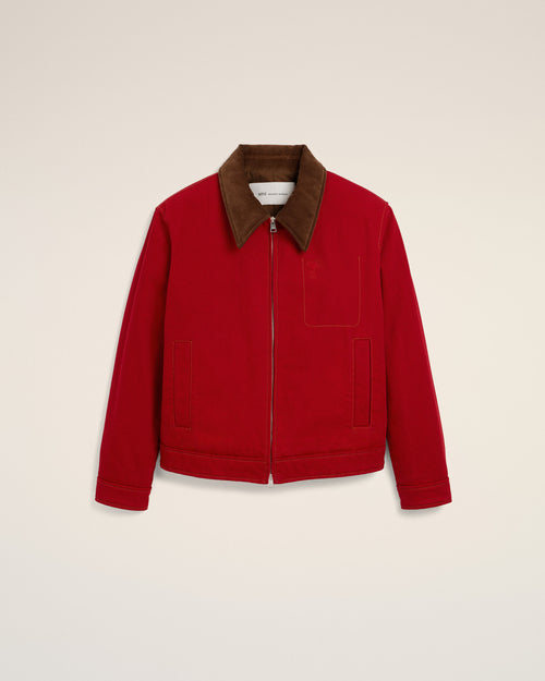 Red cotton zipped jacket with Ami de Coeur - Man - 1 - AMI Paris - Ami Paris