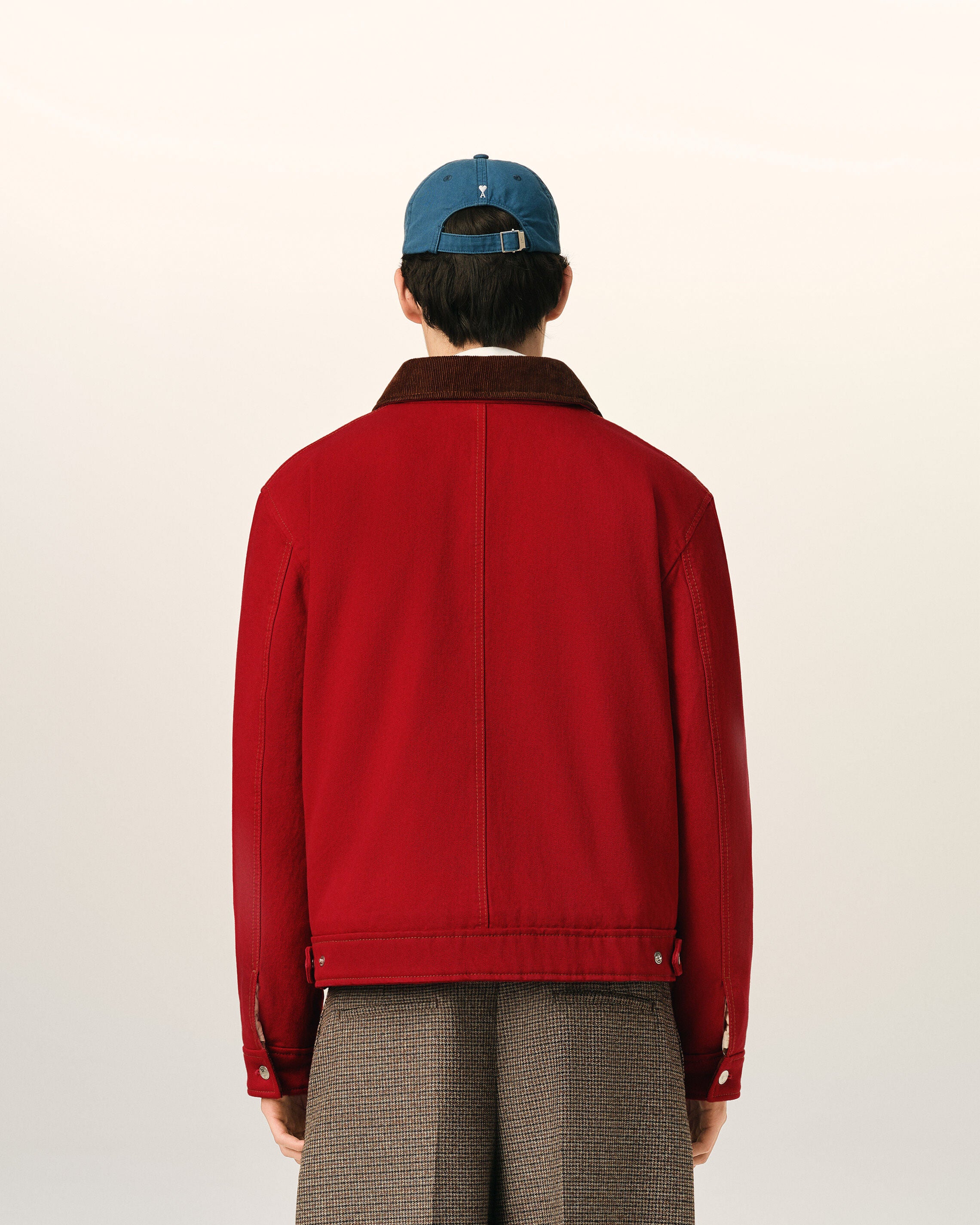 Red cotton zipped jacket with Ami de Coeur - 4