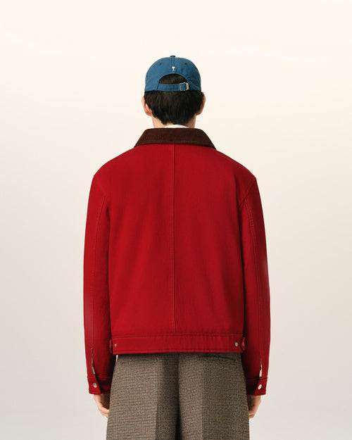 Red cotton zipped jacket with Ami de Coeur - Man - 4 - AMI Paris - Ami Paris